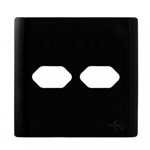 Placa p/ 2 Tomadas 4x4 - Novara Preto Brilhante 